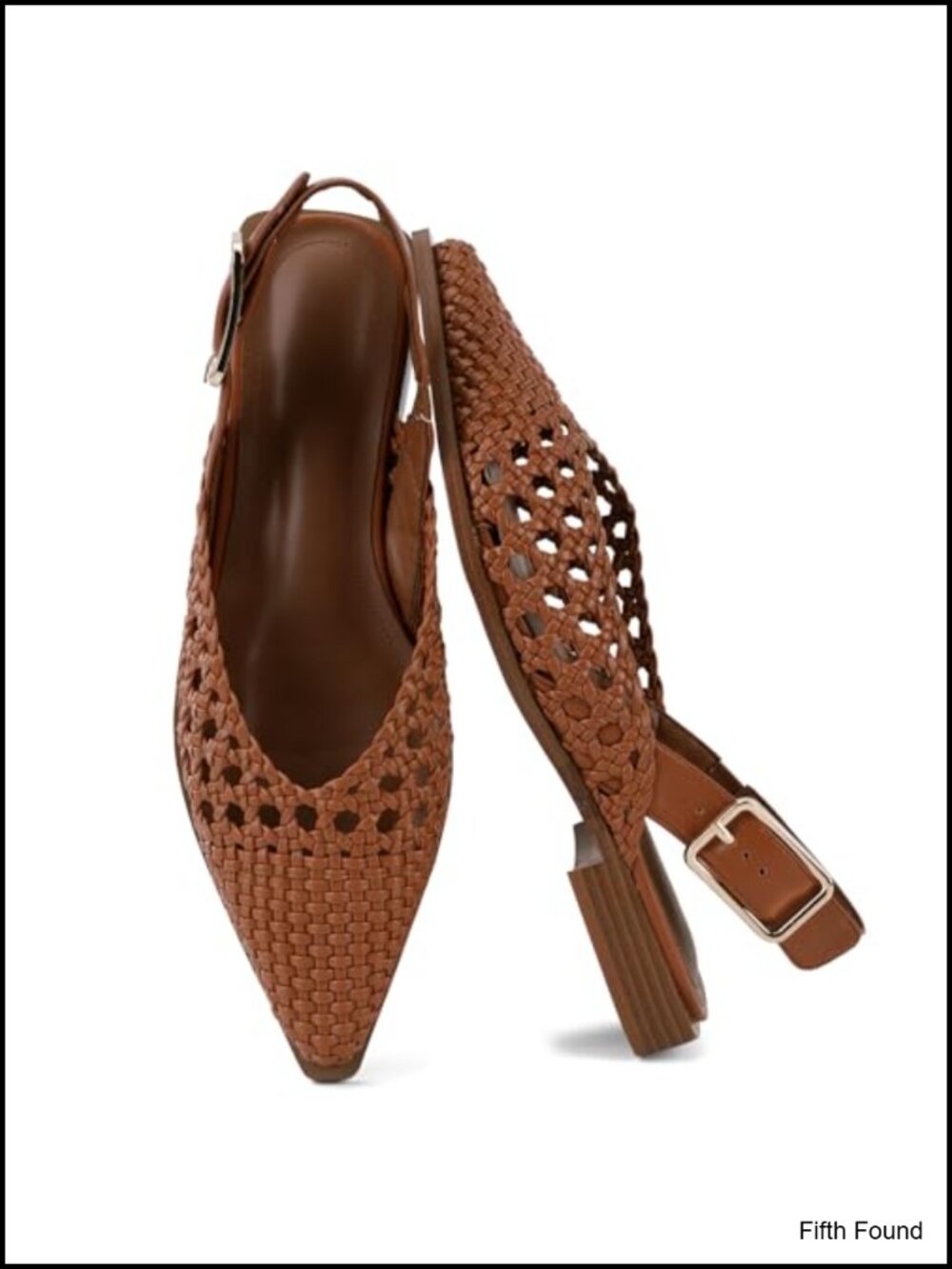 Woven Pointed Toe Flat Mules with Ankle Strap and Cushioned Insole